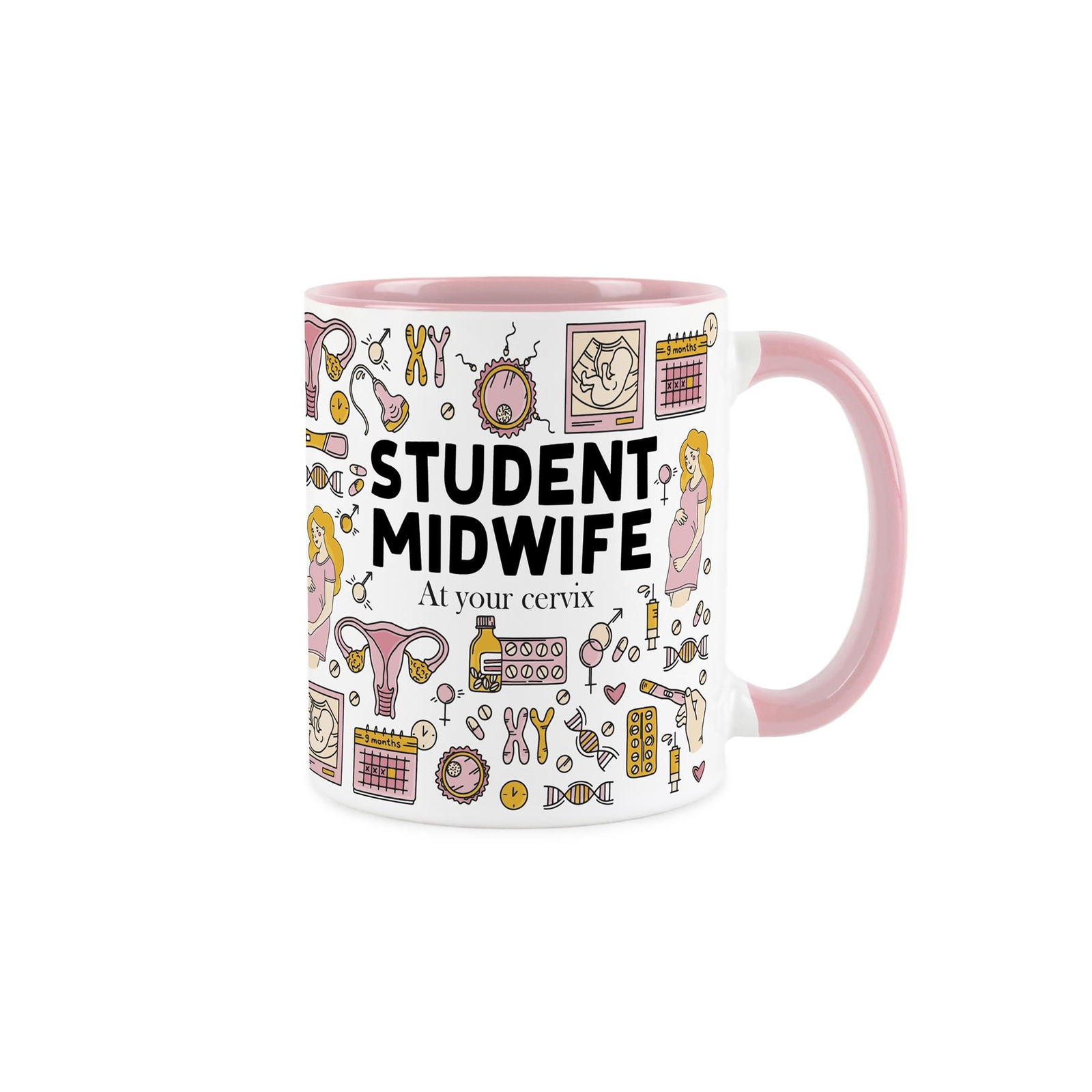 Student Midwife Mug - Funny Trades Novelty Gift - Tea/Coffee Pink Ceramic Cup