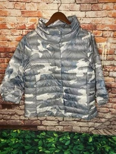My Anorak Crop Sleeve Down Puffer Jacket Black/Pewter Camo Women’s Size Small
