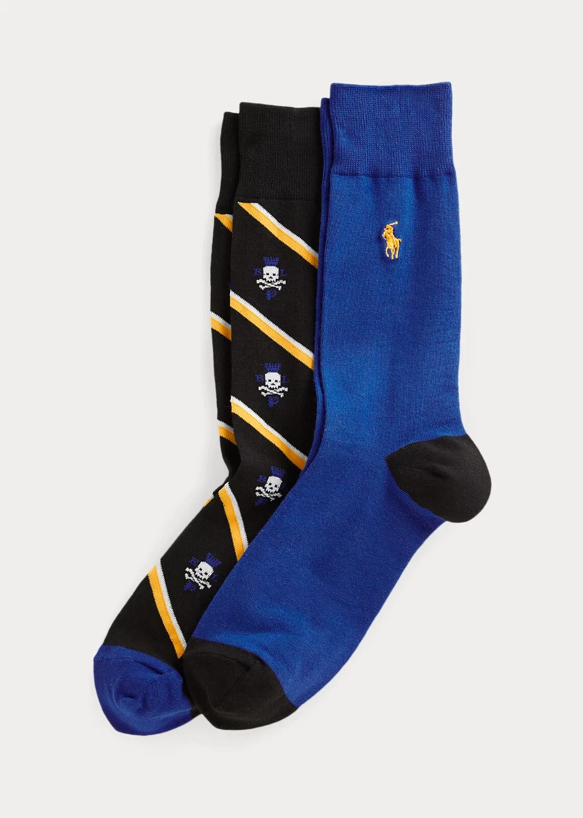 NWT Polo ralph lauren Striped Skull Trouser Sock 2-Pack Size 10-13