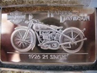 1.4 OZ.999 PURE SILVER 1926 21 SINGLE HARLEY DAVIDSON 90TH ANNIV BAR INGOT +GOLD