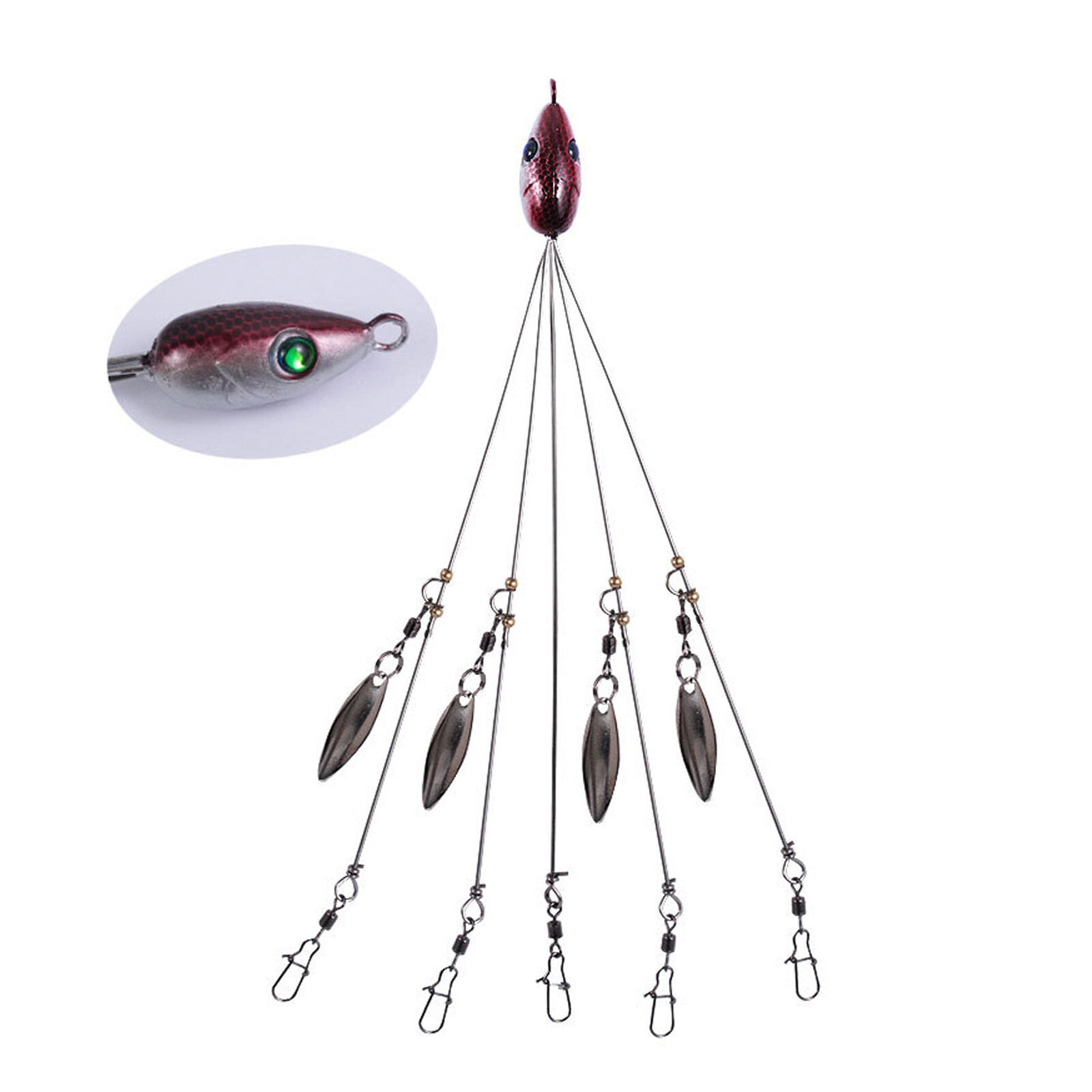 Umbrella Rig 5-Pack Alabama Rig Fishing Lures – 5 Arms, 4 Blades, For ...