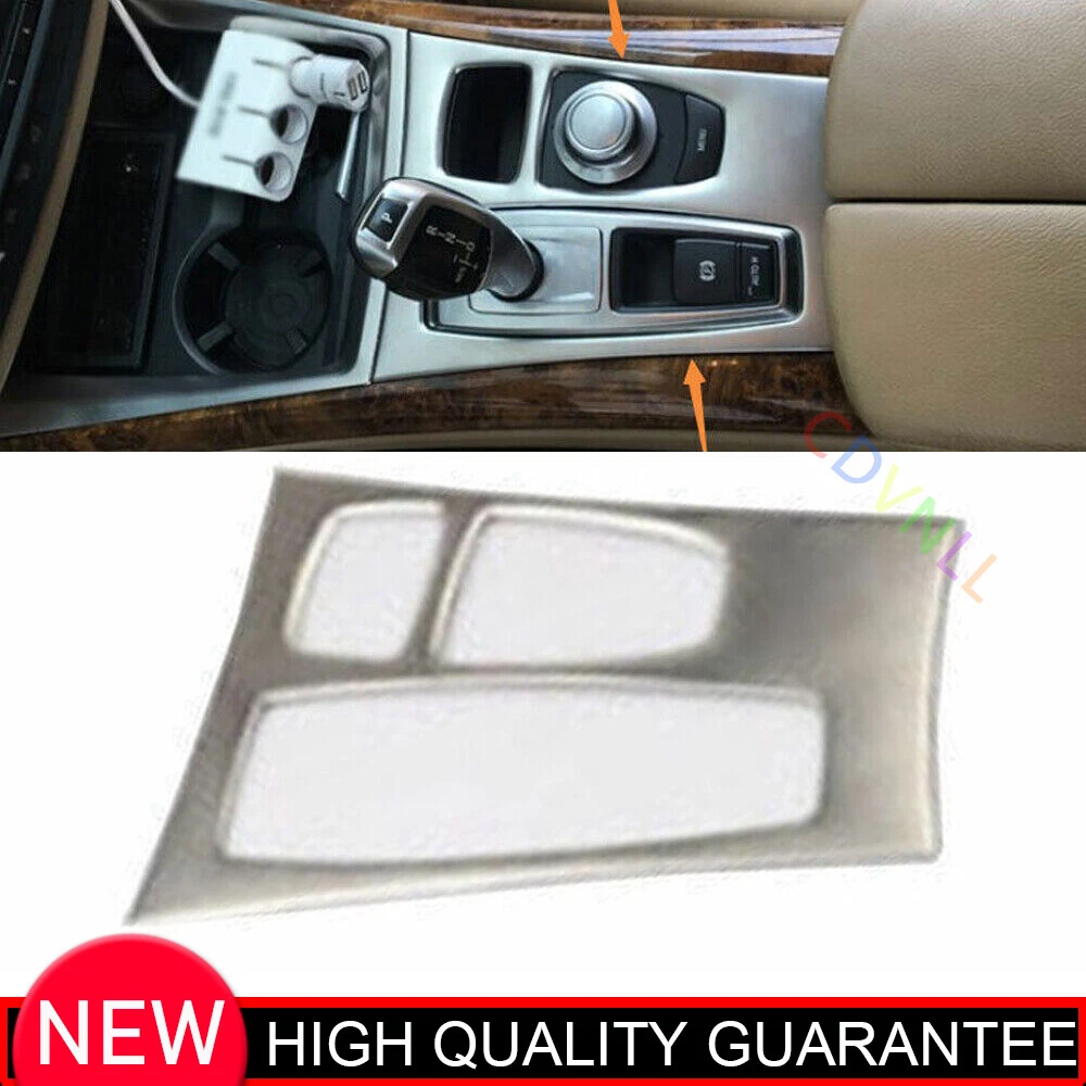 Central Console Gear Shift Strip Cover Trim For BMW X5 E70 2008-09 Silver Steel