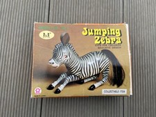 Vintage Tin Plate Jumping Zebra Wind-Up Toy 1980’s Working With Key