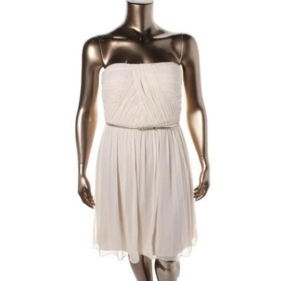 Donna Morgan ~ Beige Silk Chiffon Strapless Belt A-Line Party Dress 14 NEW  $189 | eBay
