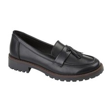 Ladies Platform Penny Loafer PU Leather Moccasins Slip on Tassel Trim Flat Shoes