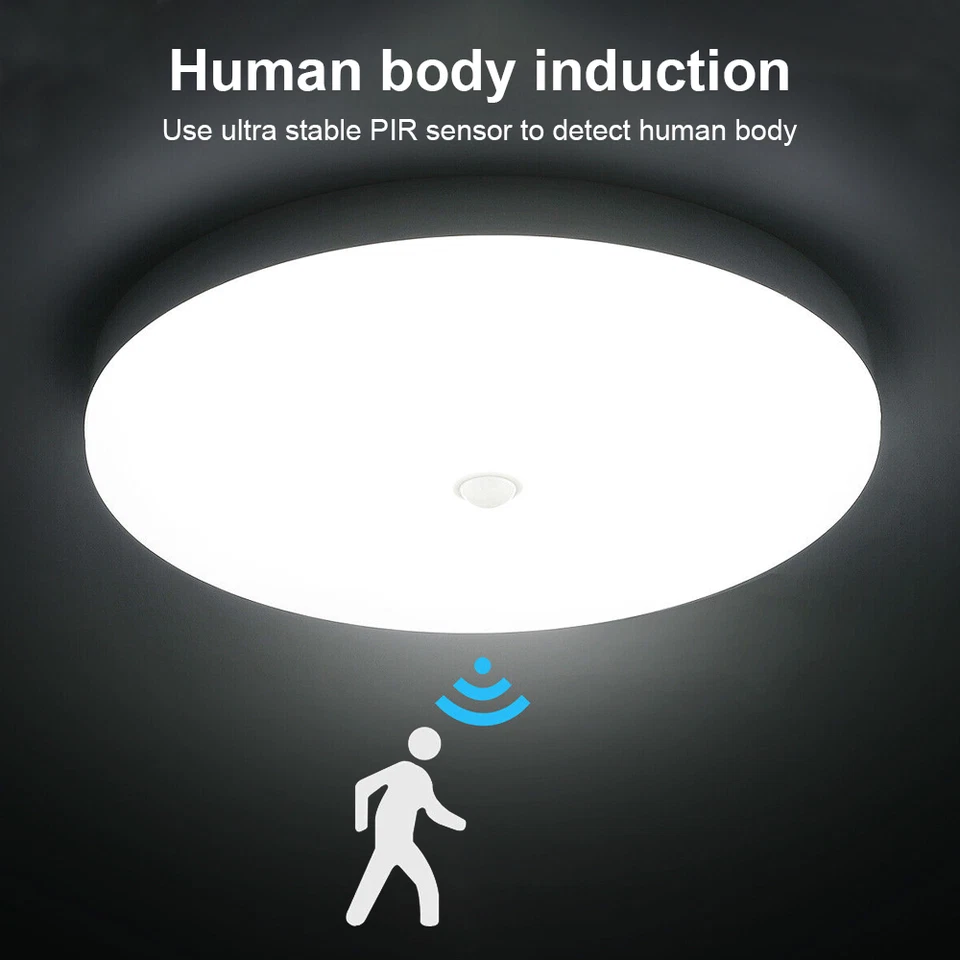 LED Ceiling Light PIR Motion Sensor Light Bathroom Kitchen Living Room Wall Lamp - Image 2 of 4