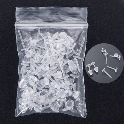 Stud Retainers Earring Replacement Flat Clear Ear Stud 50Pcs Head Nose Ear Studs - Picture 1 of 8