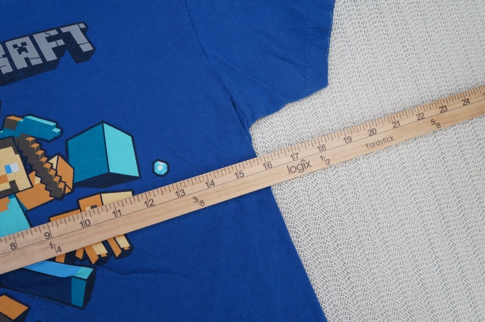 Camisa Minecraft Jóvenes Niños Grande Azul Videojuego Personajes Gráfico Manga Corta Foto 3 de 4