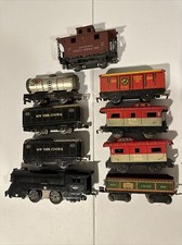 Vintage Marx O-gauge Train Cars lot of 8 Cars Locomotive Engine