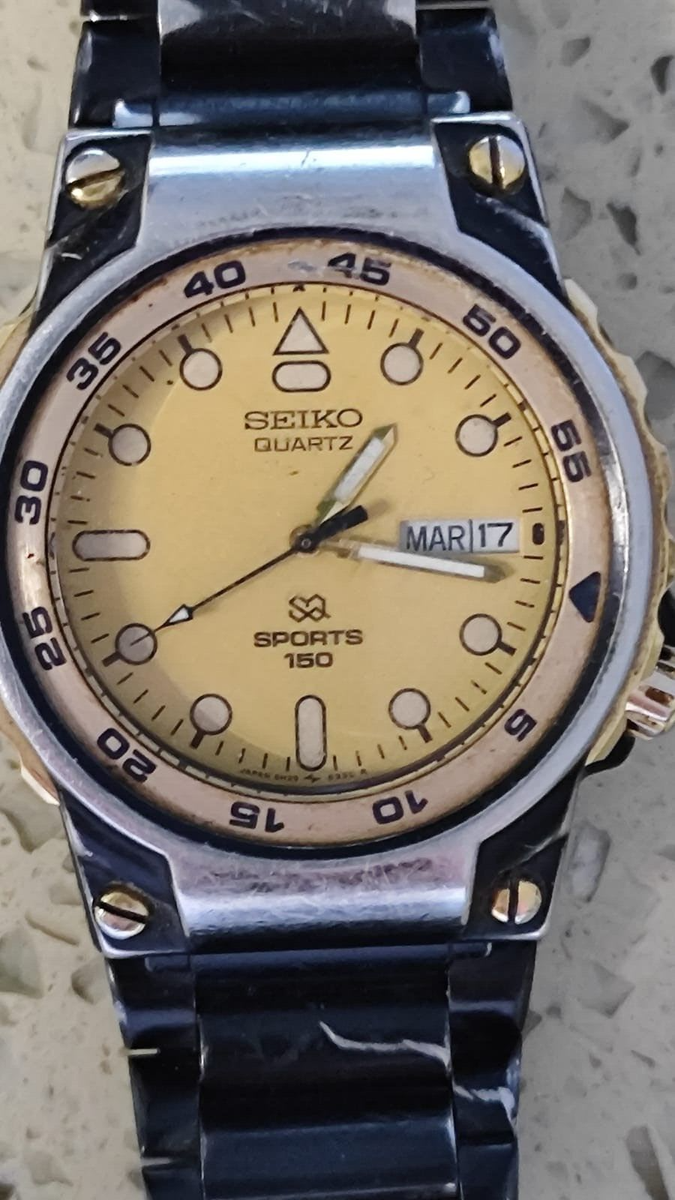 Vintage Seiko 5H23-6379 SQ Sports 150 Gold Tone Men's Diver Watch