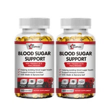 (2 Pack) Gluco Bio Blood Sugar Balance Pills, Heart Health 120 Capsules