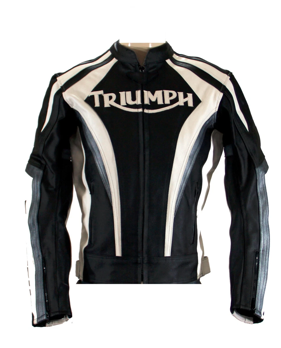 TRIUMPH Biker Motorcycle Mens Leather Jacket Racing Motorbike Leather Jackets 56