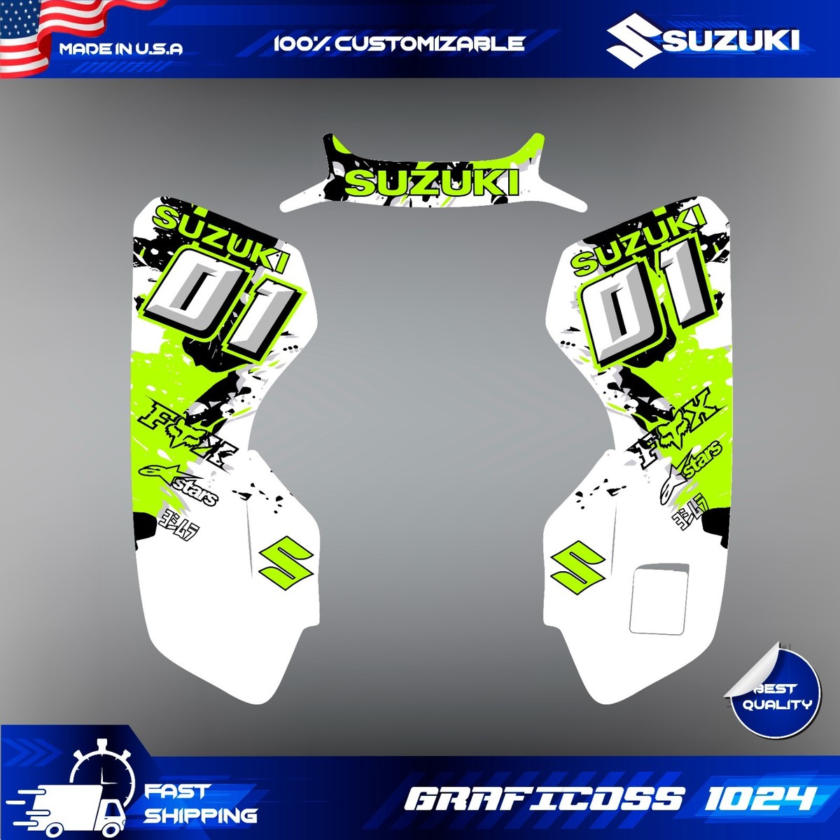 Kit Décalcomanies Complèt Pour Suzuki LTZ400 / KFX400 (2003-2008) – Design Graphique Multicolor – Neuf