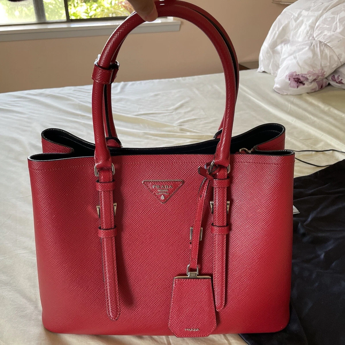 Bags, Prada Saffiano Lux Large Tote Brown