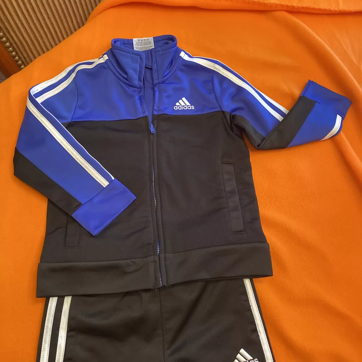 Adidas tracksuit blue and black cheap