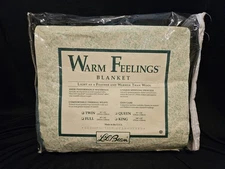 NEW Vtg L.L. Bean WARM FEELINGS Biddeford Mills USA Wool Blend Blanket TEAL Twin