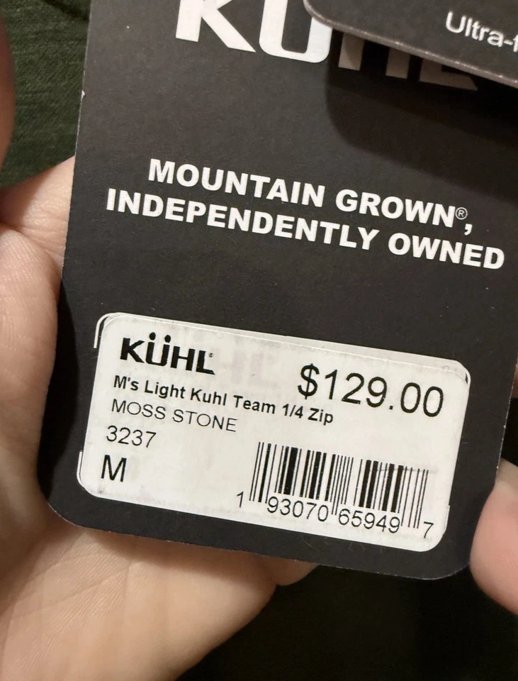 Pullover Kuhl Para Hombres Medio Verde Musgo Piedra Luz Equipo 1/4 Cremallera Aire Libre Senderismo Foto 2 de 2