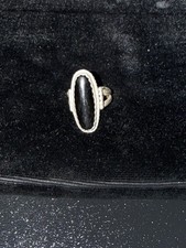 Vintage Sterling Silver Black Agate Ring Size 7