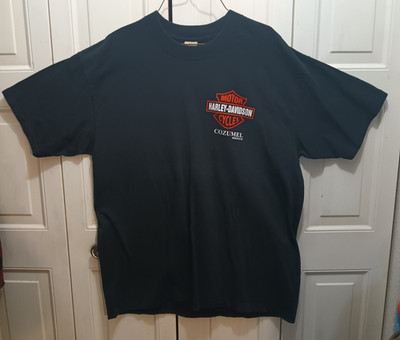 Vintage HARLEY-DAVIDSON Cozumel Mexico Graphic Black T Shirt Size XL