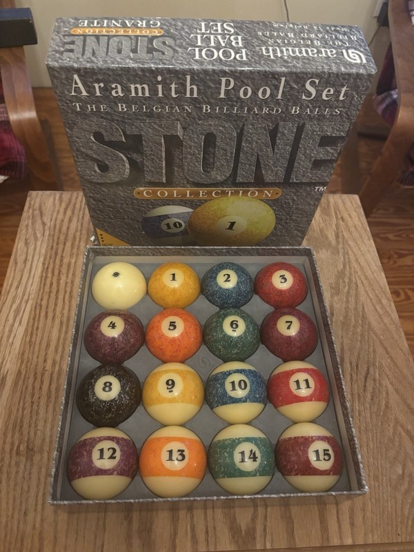 Aramith Stone Billiard Pool Ball set 2 1/4" Granite Look Phenolic Resin