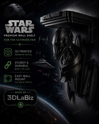 Star Wars General Grevious Metallic Gray Soulless One Like 5x5 Top Wall Shelf