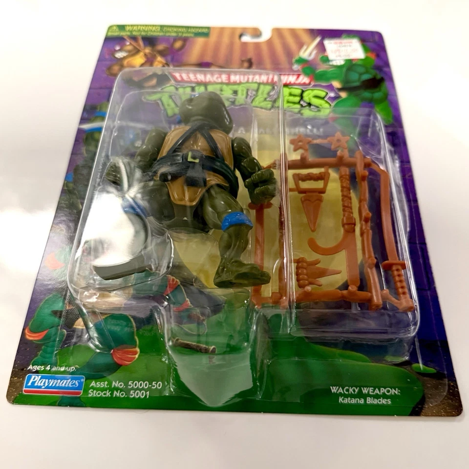 1998 Playmates TEENAGE MUTANT NINJA TURTLES Leonardo, Novo Selado Com Estojo - Imagem 3 de 4