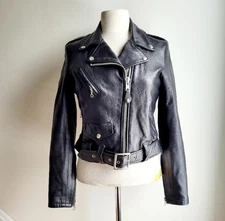 PERFECTO By SCHOTT NYC Cropped Leather Biker Moto Jacket Women's Small 218W