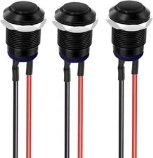 3 Pcs 12mm Prewired IP65 Waterproof Aluminium Latching Push Button 12V 24V AC
