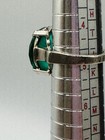 Antique Art Deco Sterling Ring Round Faceted Emerald Green Glass Stone Sz 5 — photo 5