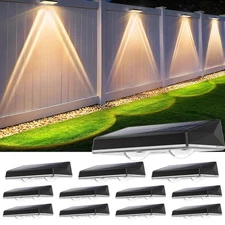 Solar Fence Lights Outdoor 12-Pack | IP67 Waterproof Solar Wall Light | Dusk ...