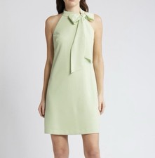 Vince Camuto Signature Stretch Bow Crepe Pistachio Green Halter Mini Dress 8 NWT