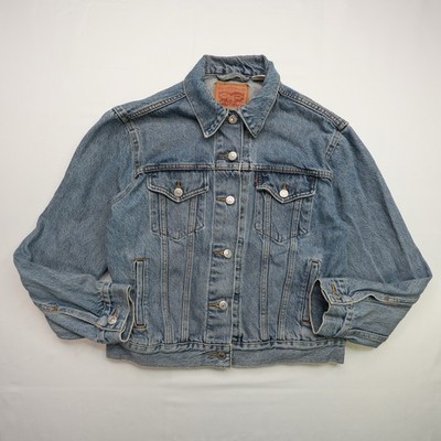 Levi Strauss Denim Jacket Men s Sz S Blue Trucker Button Front Pockets Casual