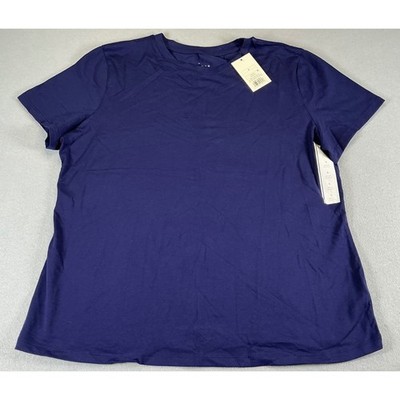 A New Day Navy Blue Tee Large Short Sleeve Stretch Cotton Spandex Top NWT