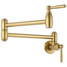 Gold Pot Filler Wall Mount, Pot Filler Faucet 2 Handle with Double Joint Swin...