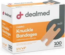 Dealmed Fabric Knuckle Flexible Adhesive Bandages – 100 100 Count (Pack of 1) 