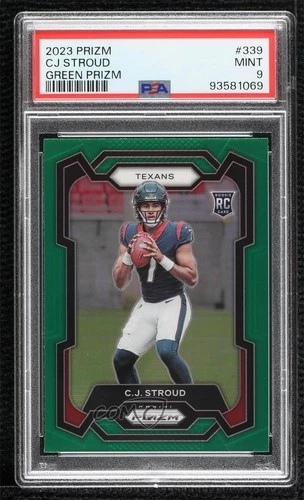 2023 Panini Prizm Rookies Green Prizm CJ Stroud #339 PSA 9 MINT Rookie RC