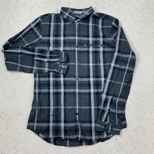 Express Fitted Dress Shirt Men's 15-15.5 Long Sleeve Gray Plaid Pockets