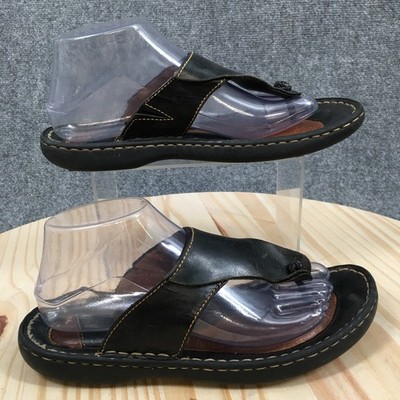 Born Mai Sandals Womens 9 M Flip Flop Slip On Open Toe W31108 Leather Black