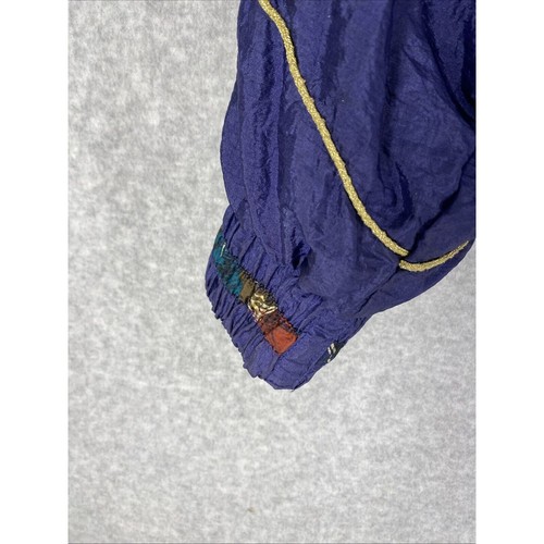 Vintage 80s 90s Womens Windbreaker Jacket Medium Purple Neon Geometric Retro - Picture 6 of 12