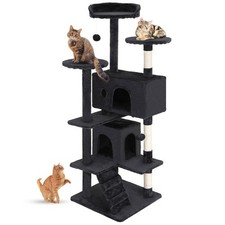  54" Cat Tree Tower  Dark Gray  Multi-Level Indoor Activity Center with Si...