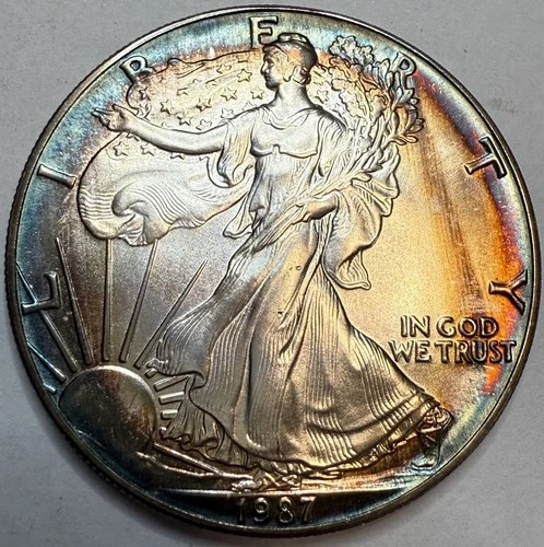 1987 - American Silver Eagle - Uncirculated Beautifully Album Toned #SB37