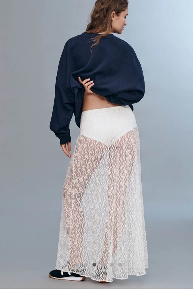 Maxi Falda Sin Mangas Anthropologie Blanca de Encaje Transparente, NUEVA, Talla S Foto 2 de 4