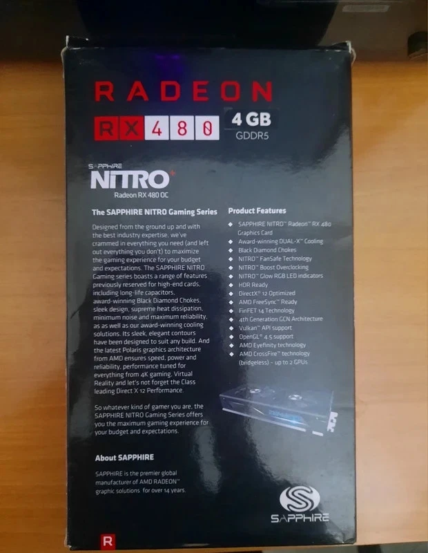 SAPPHIRE Radeon Nitro Rx 480 4GB GDDR5 scheda video in ottime condizioni - Immagine 3 di 4