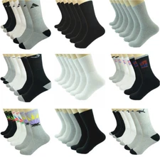 3-12 Pairs Mens Mix Sports Athletic Work Crew Cotton Casual Long Socks Size 9-13