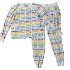 Love Pajama 2 Piece Set Shirt Pant Long Sleeve Lounge Pockets Elastic Medium