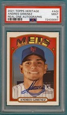 2021 Topps Heritage Andres Gimenez Real One Autograph #AGI PSA 9! Mets!