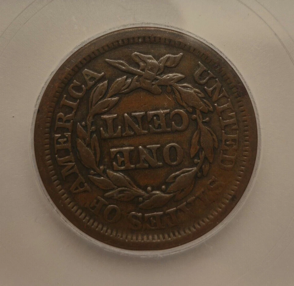 1855 Large Cent Braided Hair ICG VF 20 Upright 5's BROWN! - Image 4 of 4