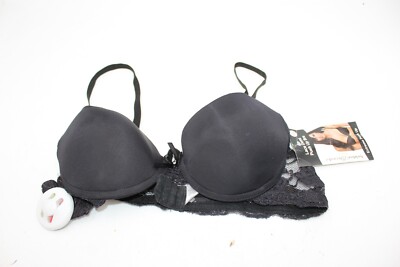 NEW Bobbie Brooks 36C Lace Demi Push Up Bra Extreme Black Underwire SECURITY TAG