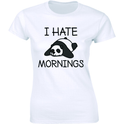 I Hate Mornings Shirt Cute Funny Lazy Panda Bear Sleeping Tee Women's T-shirt