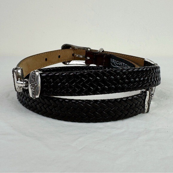 Brighton Vintage Brown Braided and Gator Embossed Belt | eBay display picture 2